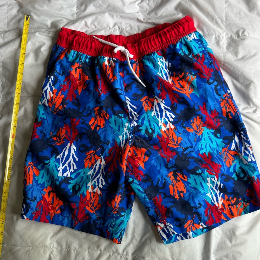 Lands' End - Print Volley Swim Trunks - Husky XL 14-16- Blue Crab Camo design